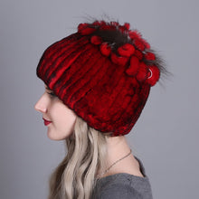Charger l'image dans la galerie, Women fur hat for winter natural rex rabbit fox fur cap russian female fur headgear 2018 brand new fashion warm beanies cap