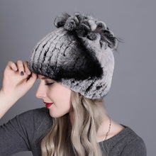 Charger l'image dans la galerie, Women fur hat for winter natural rex rabbit fox fur cap russian female fur headgear 2018 brand new fashion warm beanies cap