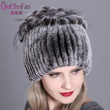 Charger l&#39;image dans la galerie, Women fur hat for winter natural rex rabbit fox fur cap russian female fur headgear 2018 brand new fashion warm beanies cap
