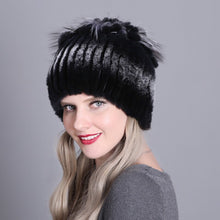 Charger l&#39;image dans la galerie, Women fur hat for winter natural rex rabbit fox fur cap russian female fur headgear 2018 brand new fashion warm beanies cap
