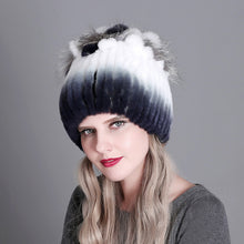 Charger l&#39;image dans la galerie, Women fur hat for winter natural rex rabbit fox fur cap russian female fur headgear 2018 brand new fashion warm beanies cap
