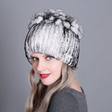 Charger l&#39;image dans la galerie, Women fur hat for winter natural rex rabbit fox fur cap russian female fur headgear 2018 brand new fashion warm beanies cap
