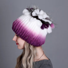 Charger l&#39;image dans la galerie, Women fur hat for winter natural rex rabbit fox fur cap russian female fur headgear 2018 brand new fashion warm beanies cap
