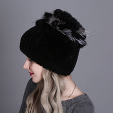 Charger l&#39;image dans la galerie, Women fur hat for winter natural rex rabbit fox fur cap russian female fur headgear 2018 brand new fashion warm beanies cap

