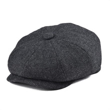Charger l&#39;image dans la galerie, BOTVELA Wool Tweed Newsboy Cap Herringbone Men Women Gatsby Retro Hat Driver Flat Cap Black Brown Green Navy Blue 005
