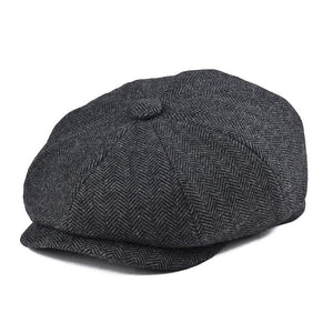 BOTVELA Wool Tweed Newsboy Cap Herringbone Men Women Gatsby Retro Hat Driver Flat Cap Black Brown Green Navy Blue 005