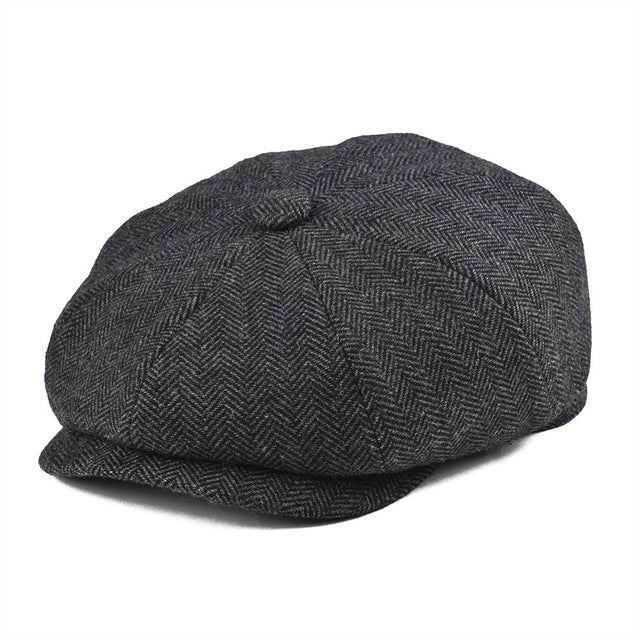 BOTVELA Wool Tweed Newsboy Cap Herringbone Men Women Gatsby Retro Hat Driver Flat Cap Black Brown Green Navy Blue 005