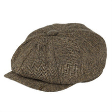 Charger l&#39;image dans la galerie, BOTVELA Wool Tweed Newsboy Cap Herringbone Men Women Gatsby Retro Hat Driver Flat Cap Black Brown Green Navy Blue 005

