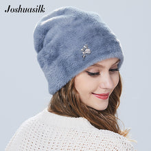 Charger l&#39;image dans la galerie, Joshuasilk  winter woman hat Faux fur and angora rabbits Soft and delicate Pendant decoration fashion For Girls
