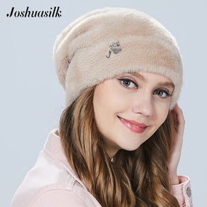 Joshuasilk  winter woman hat Faux fur and angora rabbits Soft and delicate Pendant decoration fashion For Girls